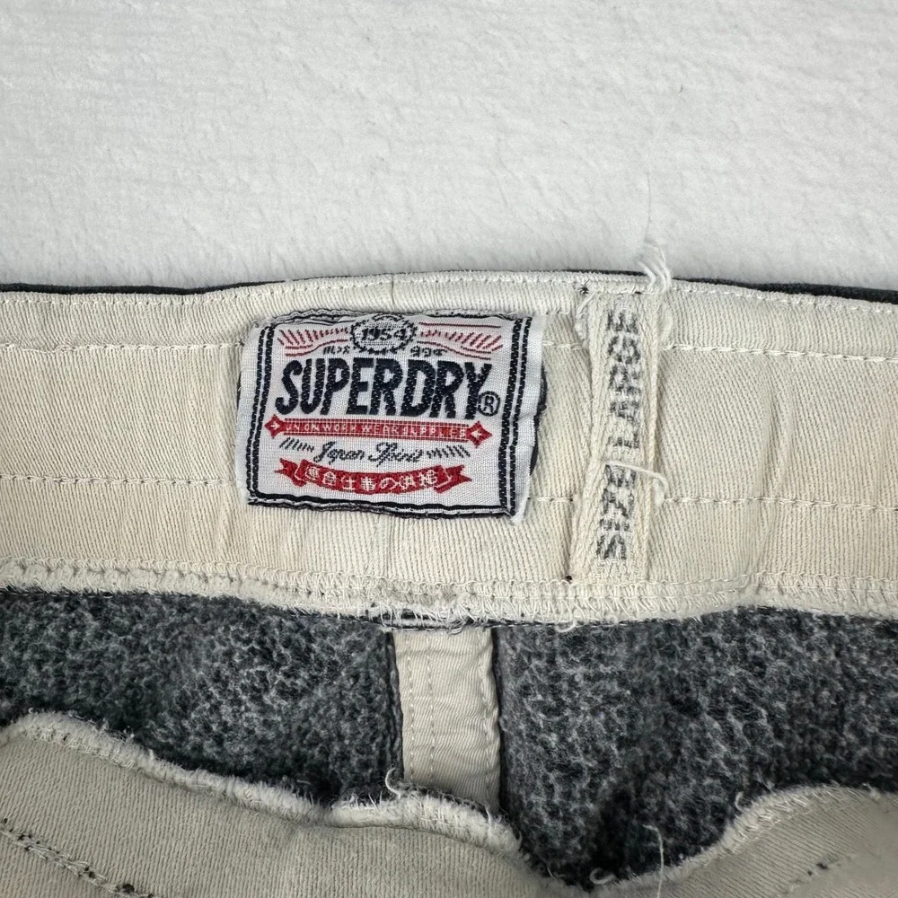 Superdry JPN 29 Mens Large Sweatpants Blue Side Stripe Fleece Lounge Joggers